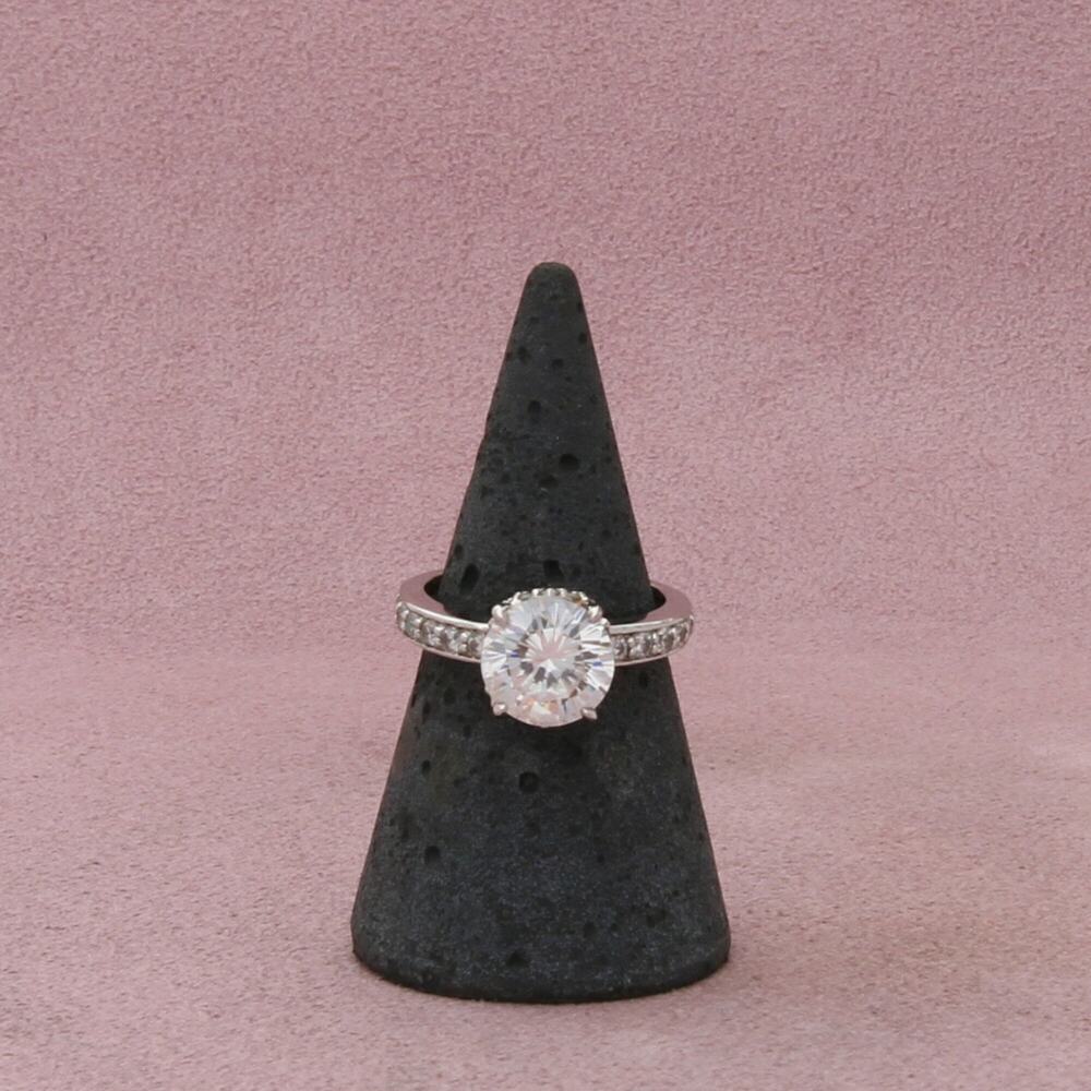 sterling silver round-cut cz engagement ring size 6